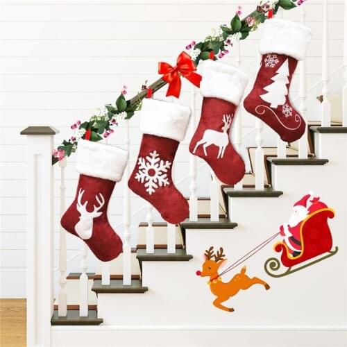 Christmas Socks Gift Bag Cute Elk Embroidery Christmas Socks Christmas Pendants Christmas Ornaments