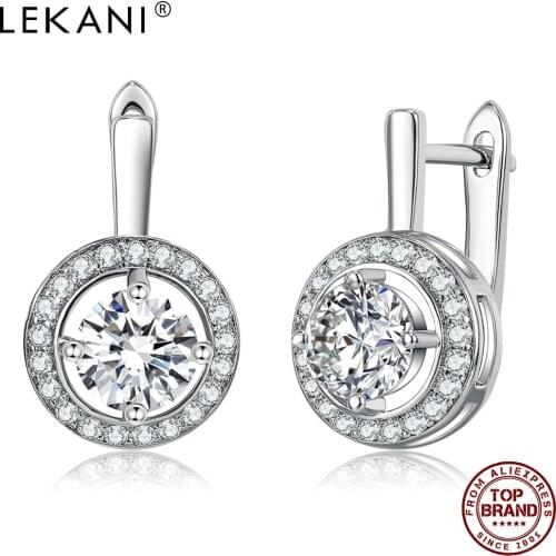 LEKANI Color Round Stud Earrings For Women Full Of Love Romantic Girls Copper Earring Anniversary Fashion Jewelry New Arrival