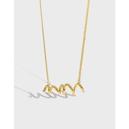 SHANICE 925 Sterling Silver ins niche models are irregular curve Pendant Necklace Clavicle Necklace for Women Girl Christmas