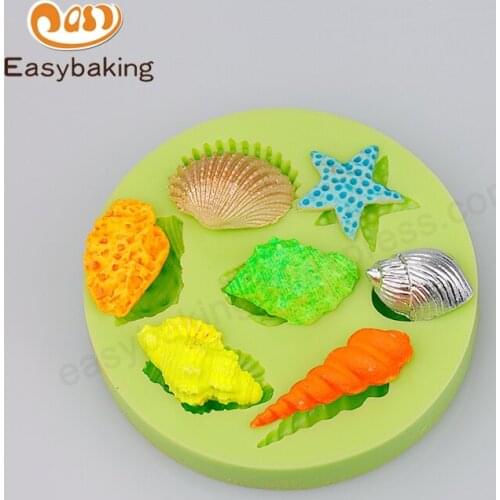 Seashells Starfish Conch Shape Silicon Mold Fondant Chocolate Clay Cake Decoration Tools