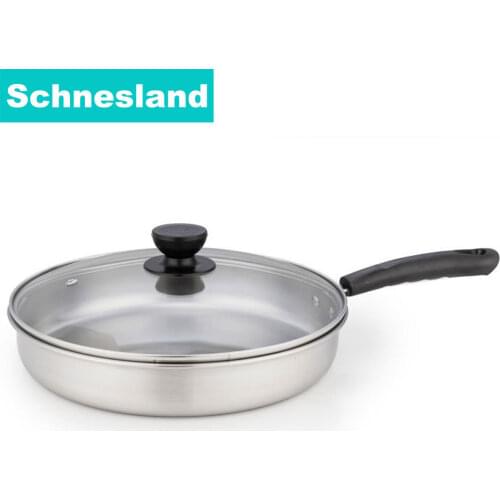 Schnesland Stainless Steel Frying Pans Uncoated Skillet Wok Pan