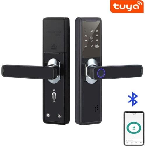 Smart Tuya APP Bluetooth-compatible Remote Control Zinc Alloy Fingerprint Lock Electric Password Card Door Lock With Key