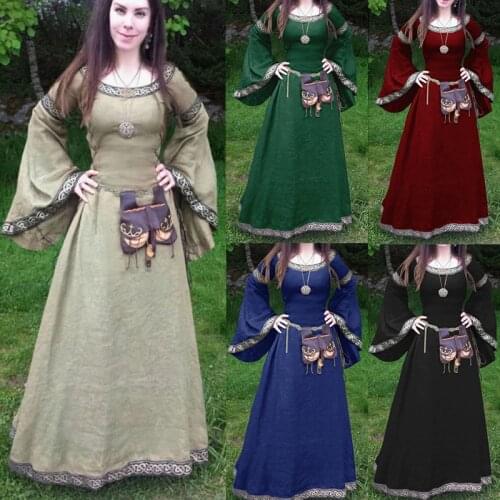 Medieval Cosplay Costumes for Women Dress Halloween Carnival Party Performance Long sleeve Middle Ages Renaissance Dresses S-5XL