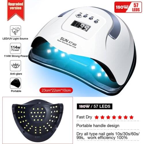 LED Nail Dryer UV Lamp 120/180W 36/45/57LEDS Lce Lamp For Drying Gel Polish Timer Auto Sensor Manicure Tools lampara led uñas