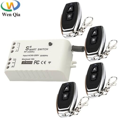 433Mhz Universal Wireless Remote Control Switch AC90V-250V 10Amp 1CH RF Relay Receiver Transmitter Module for LED/Light/fan lamp