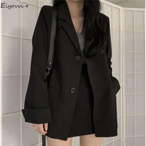 Blazer Women 2021 Spring Autumn New Korean Loose Black Long Sleeve Casual Coat Qualited Jacket Office Tops Outerwear Blazers
