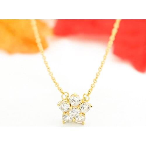 V Attract Crystal Flower Pendant Necklace Women Girls Luxury Copper Jewellery Zirconia Collar Teen Girls Wedding Bridal Collier