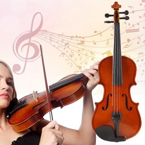 1/8 Splint Bright Acoustic Violin Fiddle with Rosin Case Bow Muffler Kits Music gift for Children