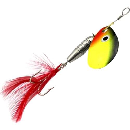 1 x Spoon Fishing Lure / Hard Metal Lure / with Artificial Feathers, Treble Hooks, Easy to Catch Fish