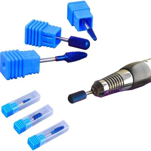 1Pc Blue Tungsten Carbide Burrs Nano Coating Round Drill Bit Nails 3/32" Bits For Manicure Professional Nail Tools Nail Mills