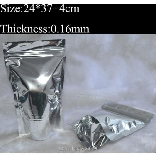 100pcs 24*37+4cm StandUp Aluminum foil Zipper Plastic Bag ,Standup ziplock plastic bag FreeShipping