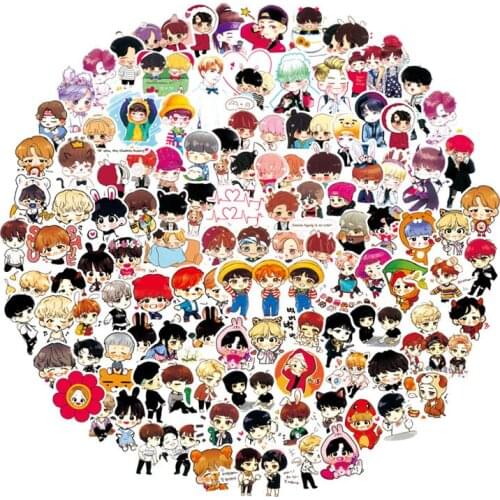 120Pcs Korean Stars Kpop Carton Toy PVC Sticker For Skateboard Luggage Notebook Laptop Decals Idols Cute Photos Stickers Toy