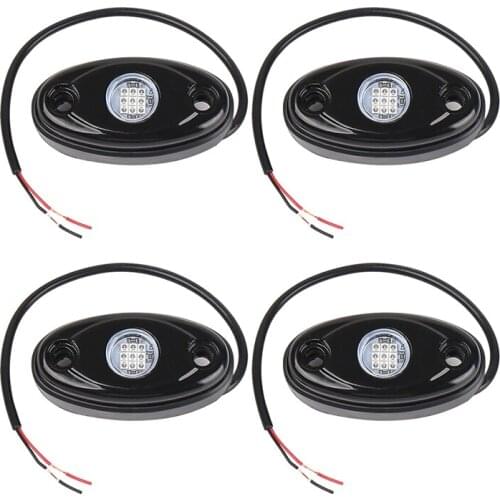 4PCS Car Under Wheel Lights 800LM 9 LED Rock Lights Waterproof Under Body Blue Lights for Car Truck Pickups ATV UTV SUV