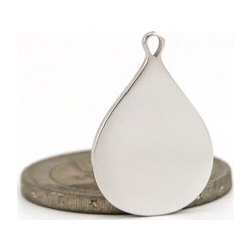 Women charms water drop charm pendant blank necklace tags Stainless steel mirror polished charms 50pcs