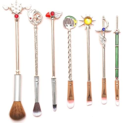 7 Pcs Cartoon Model Magic Wand Makeup Brush Set Eye Makeup Tools Metal Handle Girl Gift