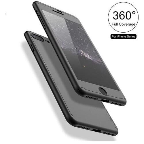 Adtismark 360 Degree Full Coverage Case For iPhone 6 6S 7 8 Plus 5 5S SE Case Tempered Glass Cover For iPhone X 8 7 Armor Case