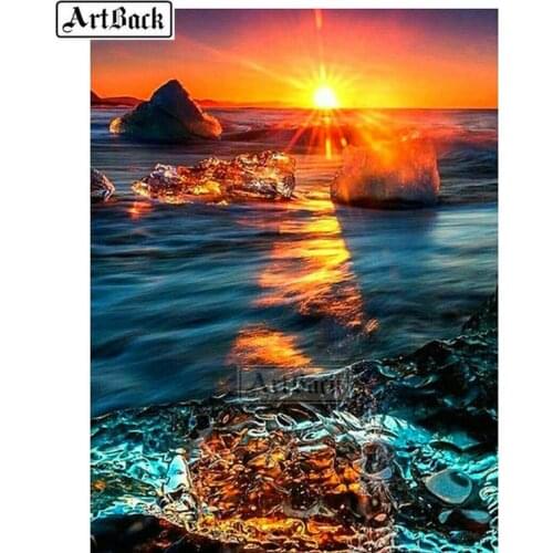 Full square drill 5d diamond painting sunset seascape new diamond embroidery 3d rhinestone mosaic home decoration painting