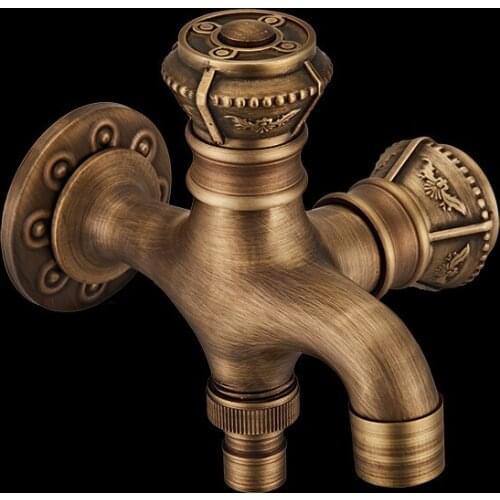 Anti-bronze Bibcock Faucet Brass Wall mounted double using Bathroom Washing Machine faucet Outdoor garden mixer