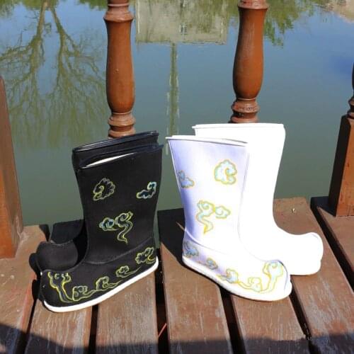 Antique Hanfu Cosplay Boots With Zipper Swordsman Warrior Knight Shoes Kung fu Cloth Boots Royal Soldier Accessories