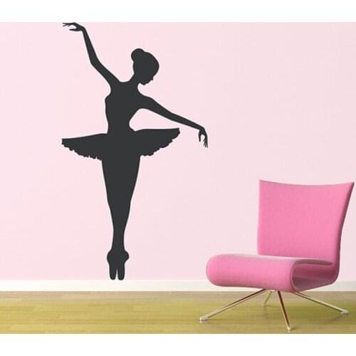 Ballerina Wall Decal Dancer Dancing Ballet Vinyl Wall Decal Graphic Stickers Removable Art Mural For Yoga Room L601