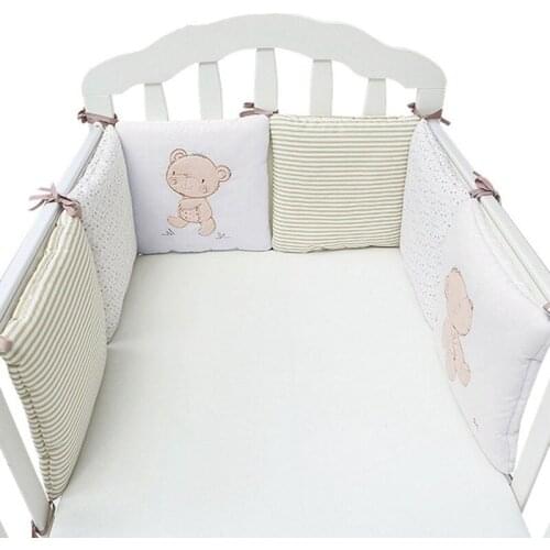 6Pcs/Set Baby Bumper Baby Bed Protector Crib Bed Bumper Pads Cotton Comfortable Safety Baby Bed Bumper Room Decor Washable