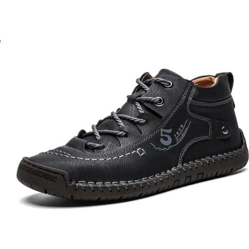 Autumn Spring Men Sneakers Medium-cut Boots Male Vintage Leather Handmade Shoes Sneakers xl Size 48 Retro Frosty Boots