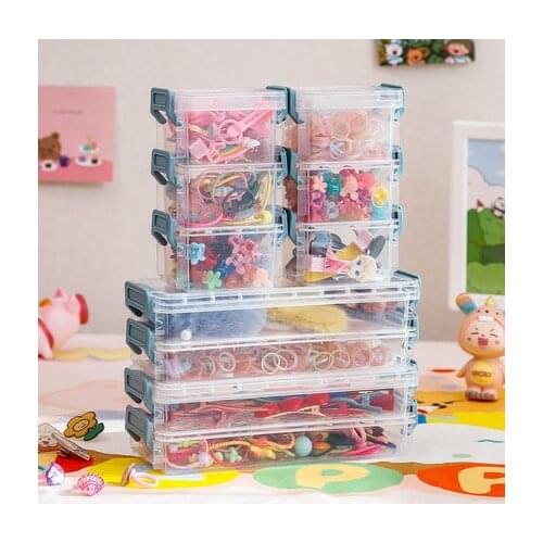 Eco-Friendly Stationery Organizer Transparent Plastic Jewelry Cosmetic Storage Holder Hair Accessories Headdress Sorting Box
