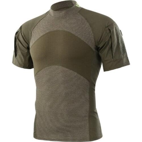 Mens Summer Tactical T-shirt Army Combat T Shirt Short Sleeve Assault Military Camouflage Rip-stop Paintball T-Shirts