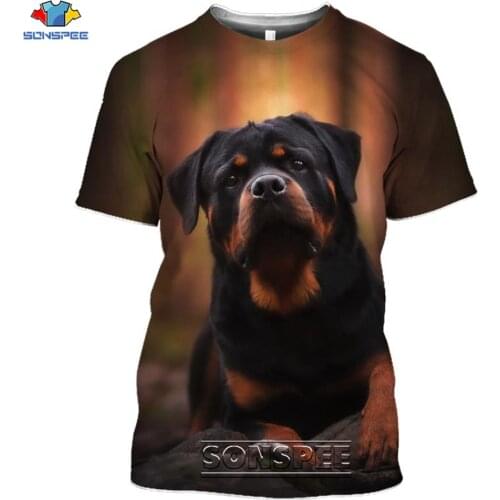 SONSPEE Rottweiler Dog Animal 3D Print T Shirt Casual Hip Hop Harajuku Fitness Summer Short Sleeve Women Mens Tees Tops Clothes