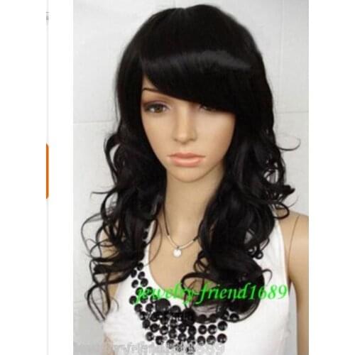 HOT sell shun >>>New cosplay Fashion Long curly Black WIG