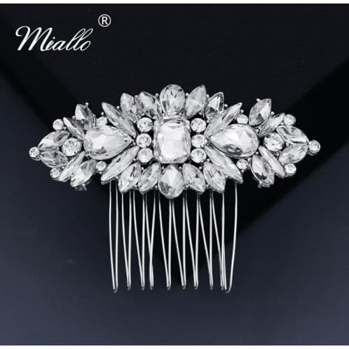 Miallo Fashion Crystal Hair Comb Clips Silver Color Bridal Wedding Hair Jewelry for Women Accessories Bride Headpiece Gifts