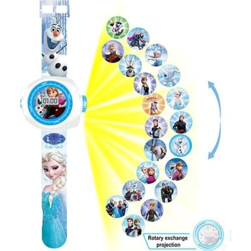 Frozen Princess Sophia Minnie Cartoons 20 projection Pattern digital watch Disney LED Electronics girl Toy watch Child gift girl