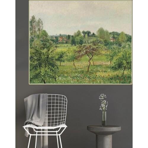 Citon Camille Pissarro《Eragny, a Rainy Day in June》Canvas Oil Painting Famous Artwork Picture Poster Wall Decor Home Decoration