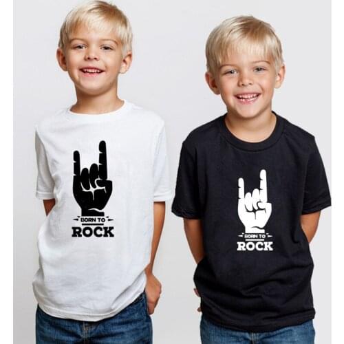 Summer Short Sleeve Baby Boy Clothes Rock Gesture Print Kids T-shirt Kids Boy Girl Tshirt Casual Kids T Shirt Boys Clothes 1-12T