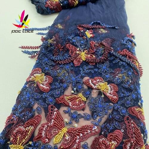 Best Quality Handmade Beads Lace African Lace Fabric Luxury Beaded Lace Fabric Newest Wedding Lace Dresses for Women NI5068