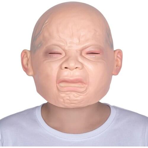 Crying Baby Mask Cosplay Daily Tricky Costume Props Realistic Baby Full Face Latex Headgear Party Funny Dress Up