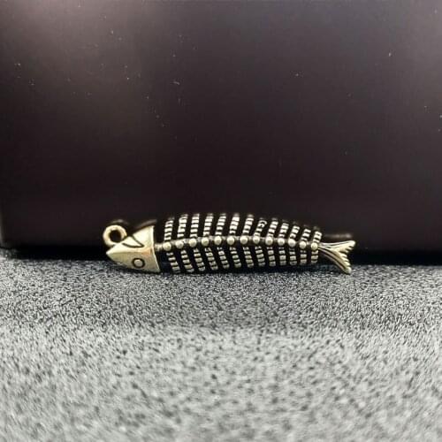Antique Solid Brass Carp bone Miniature Figurines Retro Copper Animal Tea Pet Desktop Ornament Decor Crafts Keychain Pendants
