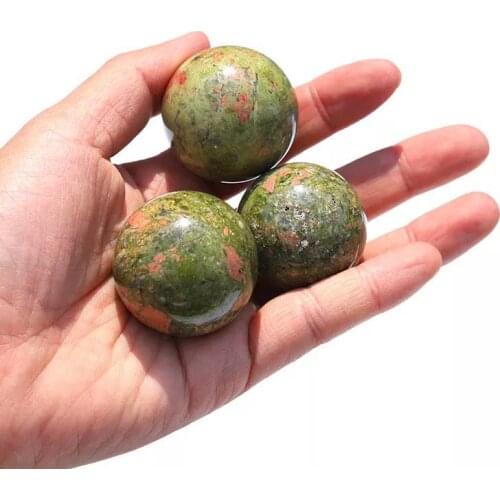 MOKAGY 1pc Natural Green Epidote Quartz Crystal Ball Sphere 30mm-40mm for Healing