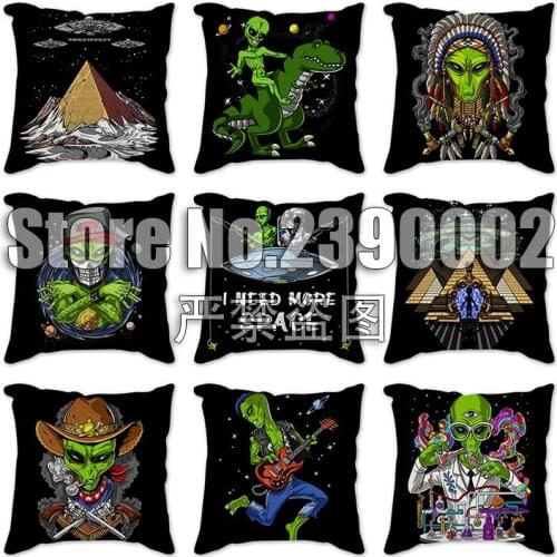 Cartoon Cushion Cover Pyramid alien Festival Decorative Pillow Covers Home Decor for Sofa Bed Living Room Polyester Pillowcase