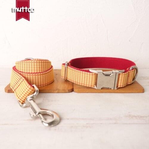 MUTTCO retailing beautiful self-design dog collar HARVEST PLAID handmade poly satin and nylon 5 sizes dog collar UDC104