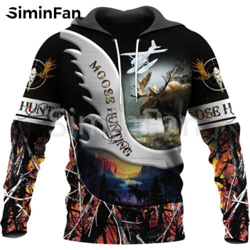 Cool Moose Hunting Men 3D Print Casual Hoodies Harajuku Pullover Unisex Hood Sweatshirt Jacket Hip-Hop Women Autumn Streetwear 8