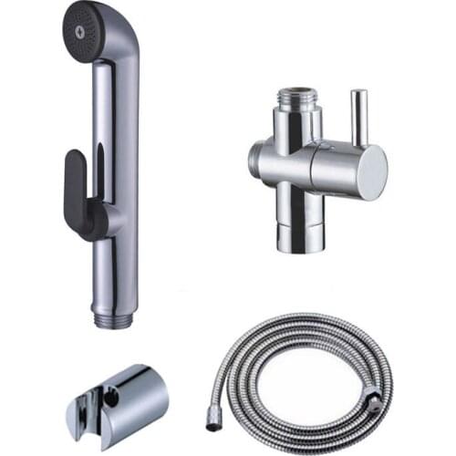 Toilet Hand Held Bidet Sprayer G1/2" T-adapter kit with 1.2m Hose and ABS Bracket