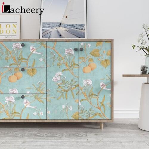 Non Woven Self Adhesive Lockers Wallpaper Living Room Bedroom Wall Covering Decorative Wardrobe Sticker Floral Design Home Decor