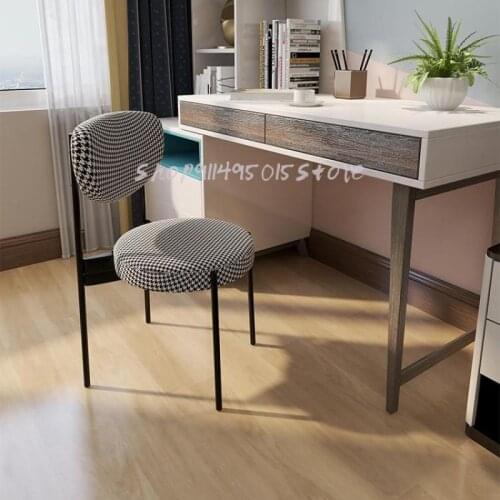 Nordic Light Luxury Dining Chair Houndstooth Dining Table Chair Simple Modern Desk Chair Leisure Net Red Home Backrest Stool