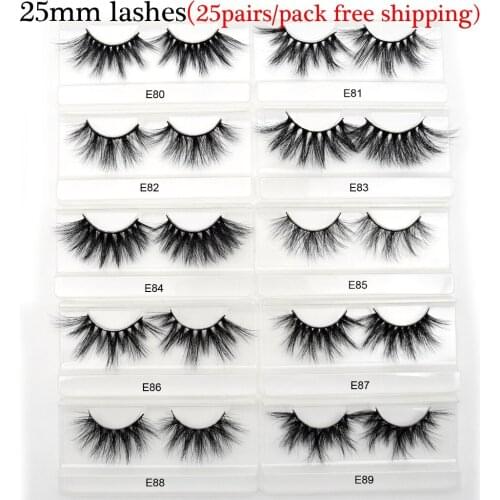 Visofree 25 pairs/lot 25mm Lashes Mink Eyelashes Crisscross Dramatic 3D Mink Lashes Volume Long Handmade Makeup False Eyelashes