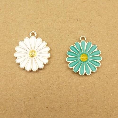 10pcs 18x21mm flower chrysanthemum charms enamel charm for jewelry making fashion earring pendant fashion charms