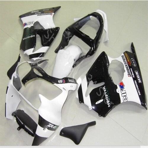 Custom Injection fairing kits for KAWASAKI Ninja ZX6R 2000 2001 2002 white black fairings ZX6R 00-02