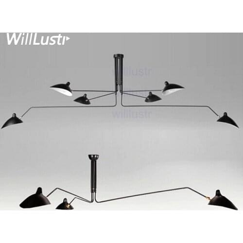 3 6 heads Pole Ceiling Lamp Rotating Swing Arms Hotel Office Living Bedroom Dining Room Mechanical Design Duckbill Metal Light