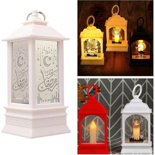EID Mubarak Ramadan Festival Small LED Lantern Decorative Ornaments Wind Light Handicraft Holiday Candle Gifts White K1F0