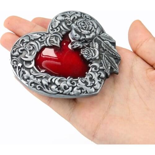 Retro Red Enamel Heart Belt Buckle Rose Flower Love Peach Man Woman Homemade Girdle Decorative Punk Hip-hop Jeans Accessories